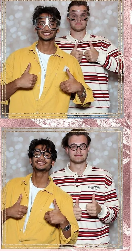 Photo-booth strip of Marvin and Kushagra, co-founders of Dutch Fries